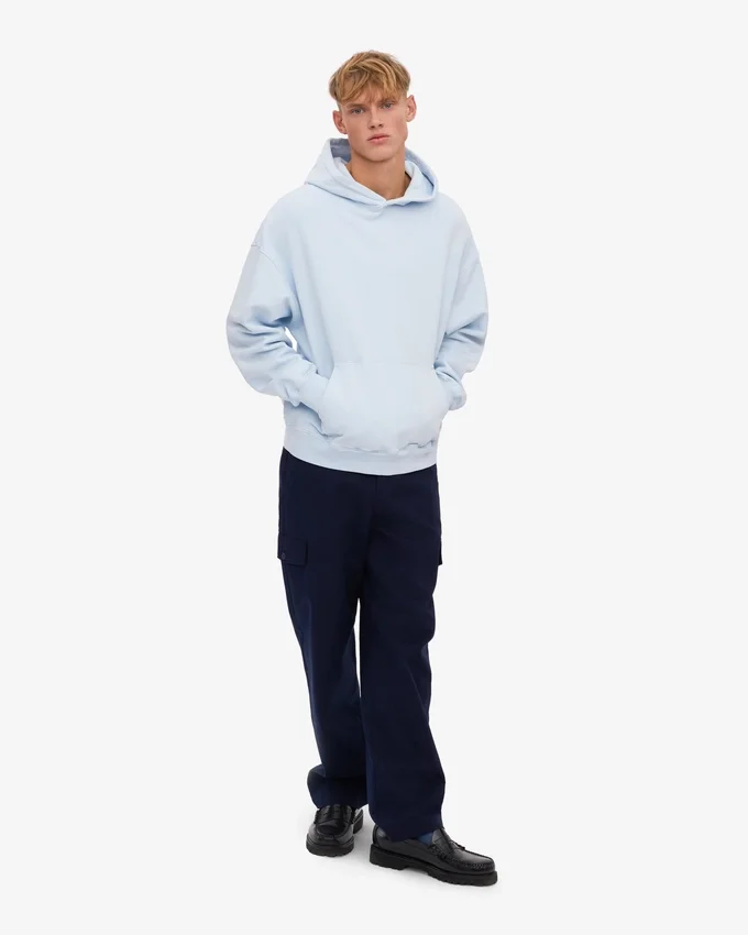 Sudadera con capucha oversize de algodón orgánico - Azul polar