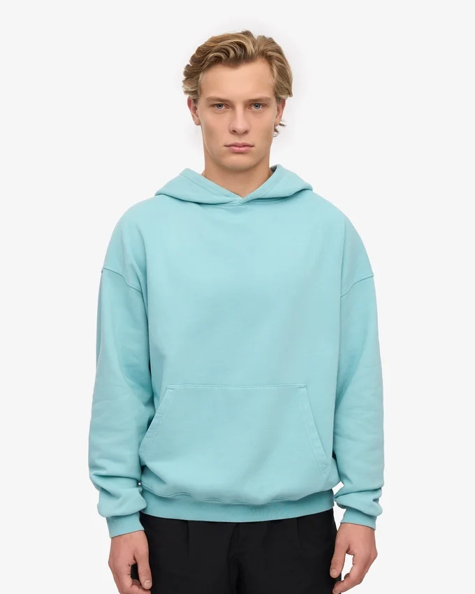 Sudadera con capucha oversize de algodón orgánico - Azul verdoso