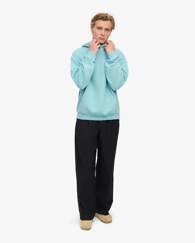 Sudadera con capucha oversize de algodón orgánico - Azul verdoso