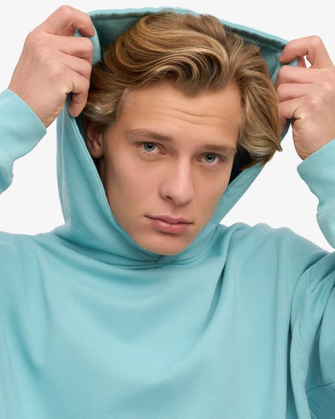Sudadera con capucha oversize de algodón orgánico - Azul verdoso