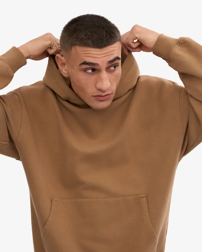 Sudadera con capucha oversize de algodón orgánico - Camello del Sáhara