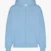 Sudadera con capucha oversize de algodón orgánico con cremallera - Azul mar