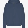 Sudadera con capucha oversize de algodón orgánico con cremallera - Azul petróleo