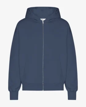 Sudadera con capucha oversize de algodón orgánico con cremallera - Azul petróleo