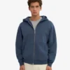 Sudadera con capucha oversize de algodón orgánico con cremallera - Azul petróleo