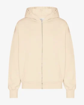 Sudadera con capucha oversize de algodón orgánico con cremallera - Blanco marfil