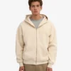 Sudadera con capucha oversize de algodón orgánico con cremallera - Blanco marfil