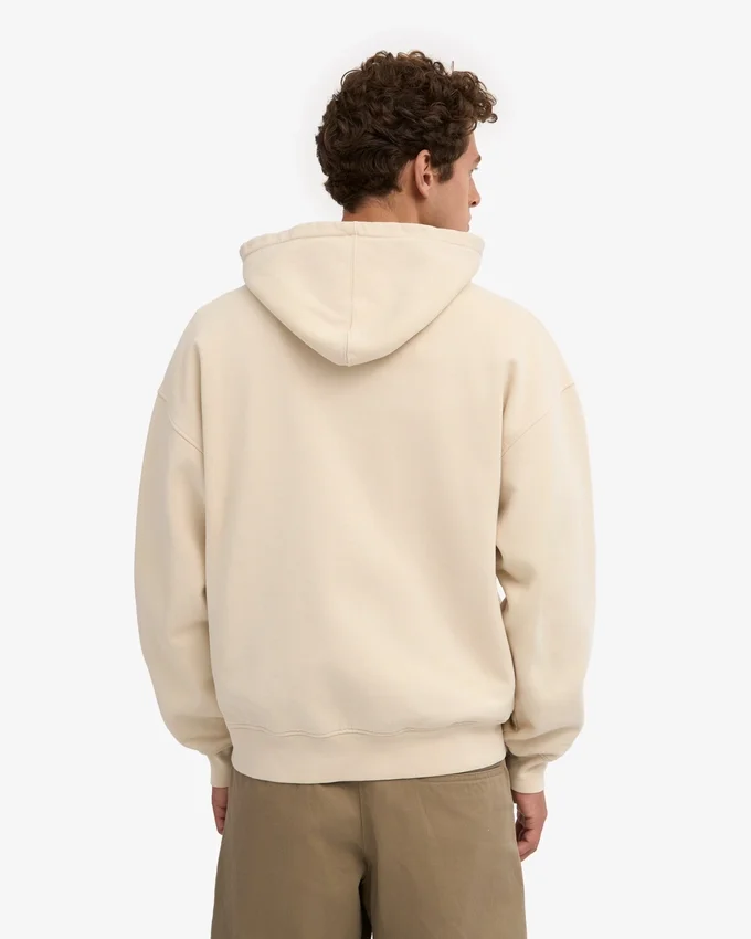 Sudadera con capucha oversize de algodón orgánico con cremallera - Blanco marfil
