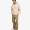 Sudadera con capucha oversize de algodón orgánico con cremallera - Blanco marfil