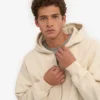 Sudadera con capucha oversize de algodón orgánico con cremallera - Blanco marfil