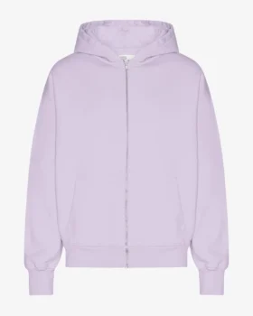 Sudadera con capucha oversize de algodón orgánico con cremallera - Lavanda suave