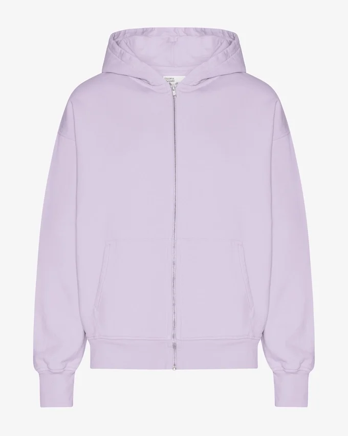 Sudadera con capucha oversize de algodón orgánico con cremallera - Lavanda suave