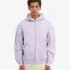 Sudadera con capucha oversize de algodón orgánico con cremallera - Lavanda suave
