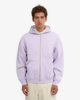 Sudadera con capucha oversize de algodón orgánico con cremallera – Lavanda suave