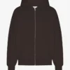 Sudadera con capucha oversize de algodón orgánico con cremallera - Marrón café