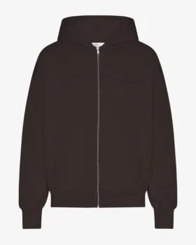 Sudadera con capucha oversize de algodón orgánico con cremallera - Marrón café