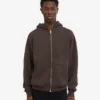 Sudadera con capucha oversize de algodón orgánico con cremallera - Marrón café