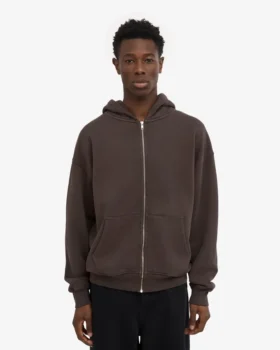 Sudadera con capucha oversize de algodón orgánico con cremallera – Marrón café
