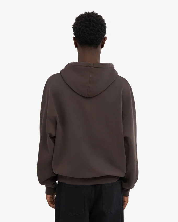 Sudadera con capucha oversize de algodón orgánico con cremallera - Marrón café