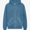 Sudadera con capucha oversize de algodón orgánico con cremallera - Índigo descolorido