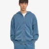 Sudadera con capucha oversize de algodón orgánico con cremallera - Índigo descolorido