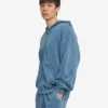 Sudadera con capucha oversize de algodón orgánico con cremallera - Índigo descolorido