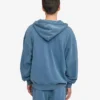 Sudadera con capucha oversize de algodón orgánico con cremallera - Índigo descolorido