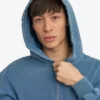 Sudadera con capucha oversize de algodón orgánico con cremallera - Índigo descolorido