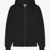 Sudadera con capucha oversize de algodón orgánico con cremallera - Negro intenso