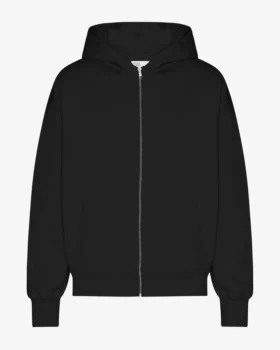 Sudadera con capucha oversize de algodón orgánico con cremallera - Negro intenso