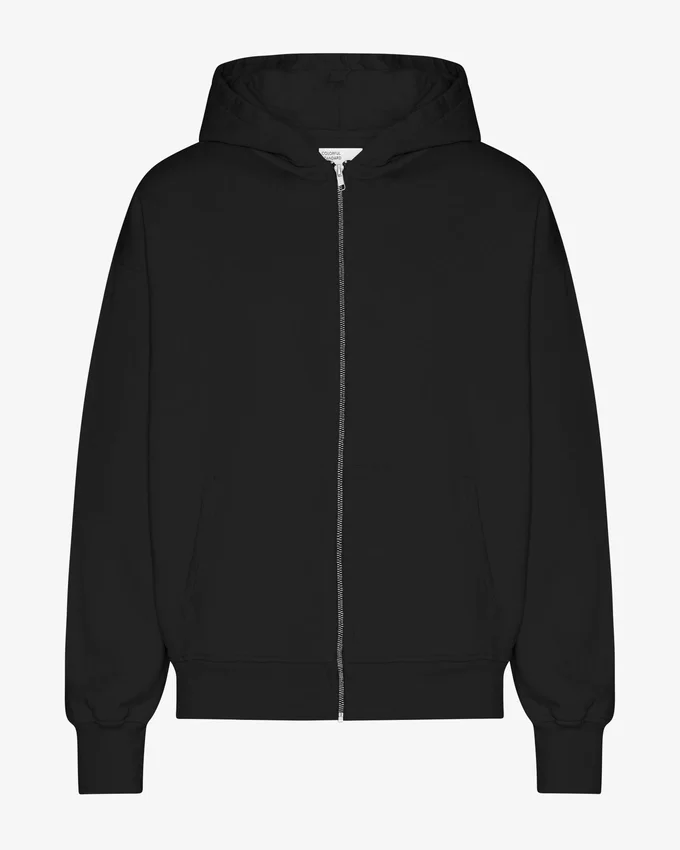 Sudadera con capucha oversize de algodón orgánico con cremallera - Negro intenso
