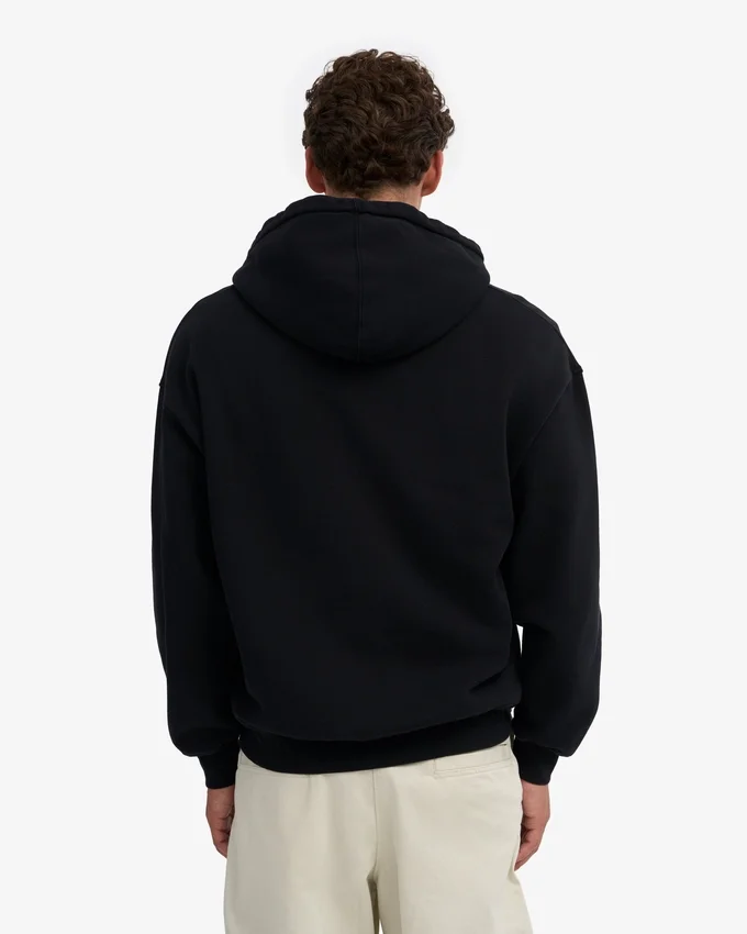 Sudadera con capucha oversize de algodón orgánico con cremallera - Negro intenso