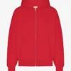 Sudadera con capucha oversize de algodón orgánico con cremallera - Rojo escarlata