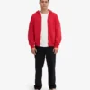 Sudadera con capucha oversize de algodón orgánico con cremallera - Rojo escarlata