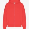 Sudadera con capucha oversize de algodón orgánico con cremallera - Rojo mandarina