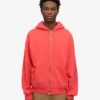 Sudadera con capucha oversize de algodón orgánico con cremallera - Rojo mandarina