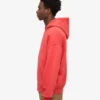 Sudadera con capucha oversize de algodón orgánico con cremallera - Rojo mandarina