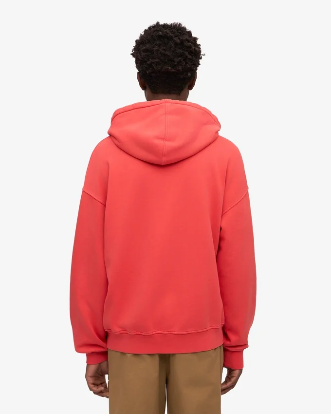 Sudadera con capucha oversize de algodón orgánico con cremallera - Rojo mandarina
