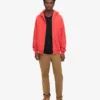 Sudadera con capucha oversize de algodón orgánico con cremallera - Rojo mandarina