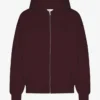 Sudadera con capucha oversize de algodón orgánico con cremallera - Rojo sangre