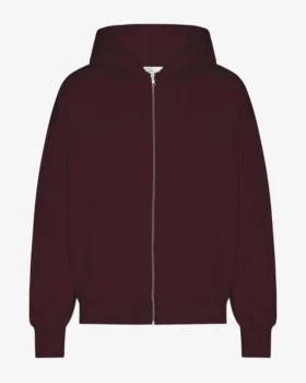 Sudadera con capucha oversize de algodón orgánico con cremallera - Rojo sangre