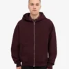 Sudadera con capucha oversize de algodón orgánico con cremallera - Rojo sangre