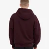 Sudadera con capucha oversize de algodón orgánico con cremallera - Rojo sangre