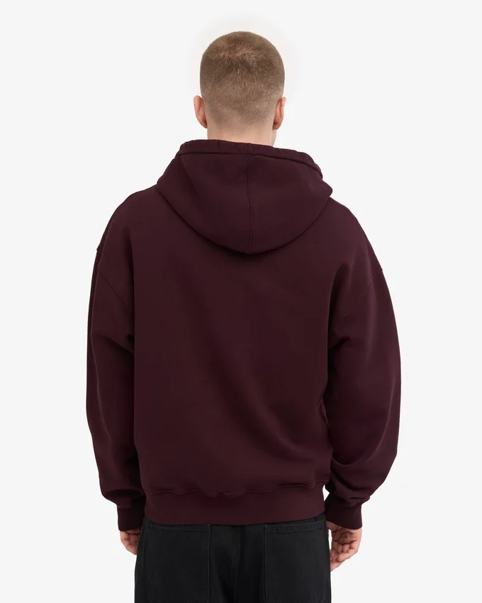 Sudadera con capucha oversize de algodón orgánico con cremallera - Rojo sangre