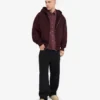 Sudadera con capucha oversize de algodón orgánico con cremallera - Rojo sangre