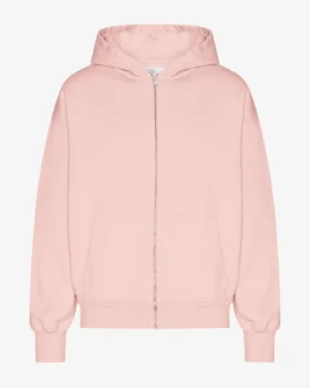Sudadera con capucha oversize de algodón orgánico con cremallera - Rosa descolorido