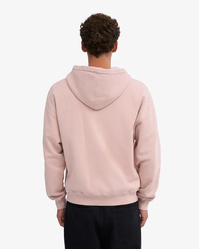 Sudadera con capucha oversize de algodón orgánico con cremallera - Rosa descolorido