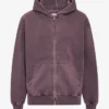 Sudadera con capucha oversize de algodón orgánico con cremallera - Uva descolorida