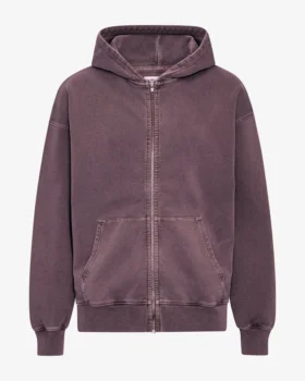 Sudadera con capucha oversize de algodón orgánico con cremallera - Uva descolorida