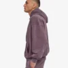 Sudadera con capucha oversize de algodón orgánico con cremallera - Uva descolorida